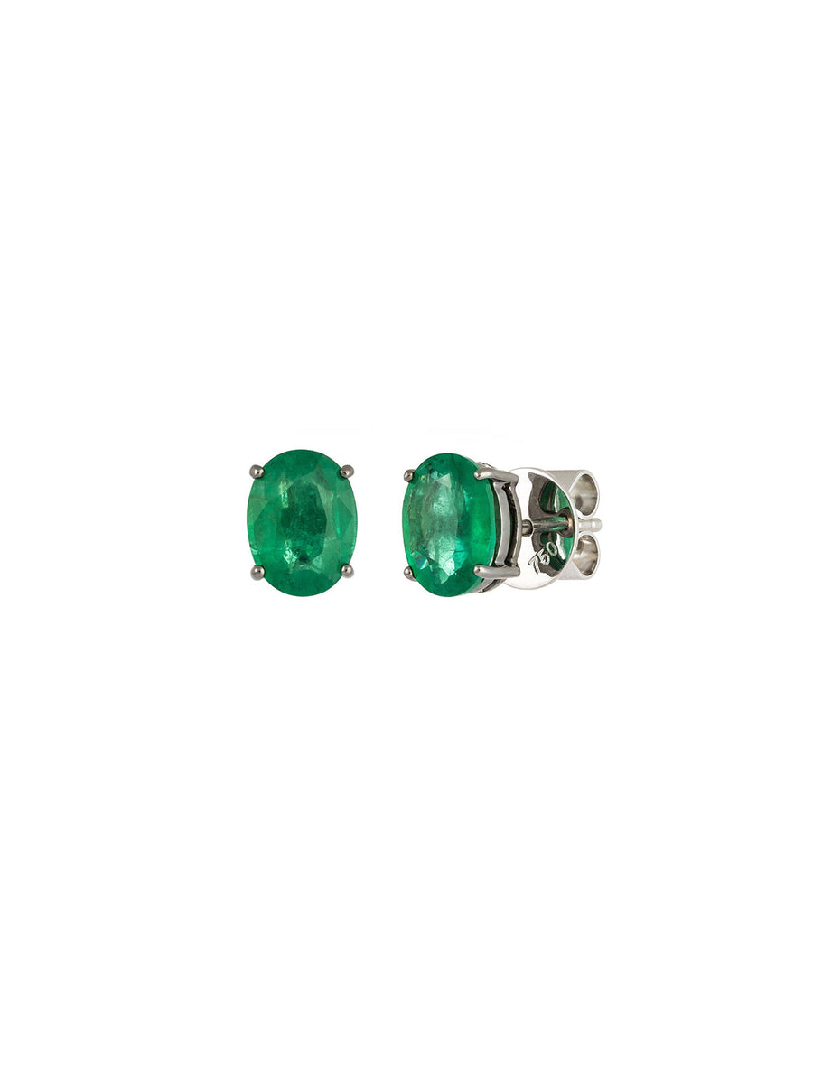 2.72ct Emerald 18K Gold Oval Stud Earrings