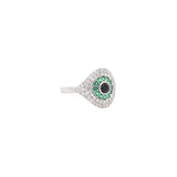 0.90ct Diamond Emerald 18K Gold Evil Eye Ring
