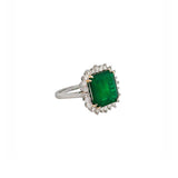 7.86ct Diamond Emerald 18K Gold Halo Cocktail Ring