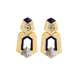9.88ct Diamond Lapis Lazuli 18K Gold Hammered Drop Earrings