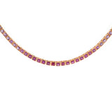 9.10ct Pink Sapphire 14K Gold Tennis Necklace