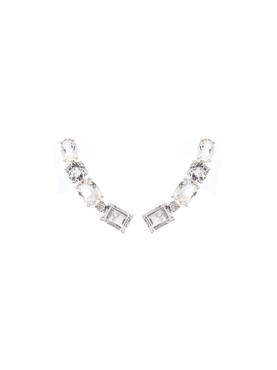 4.88ct Diamond Crystal 18K Gold Climber Earrings