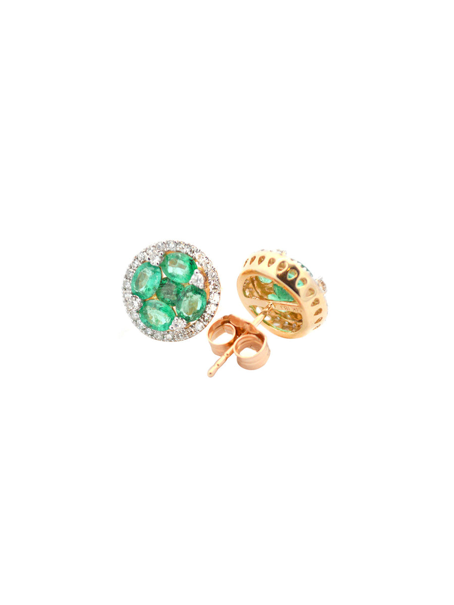 0.36ct Emerald Diamond 14K Gold Invisible Set Stud Earrings