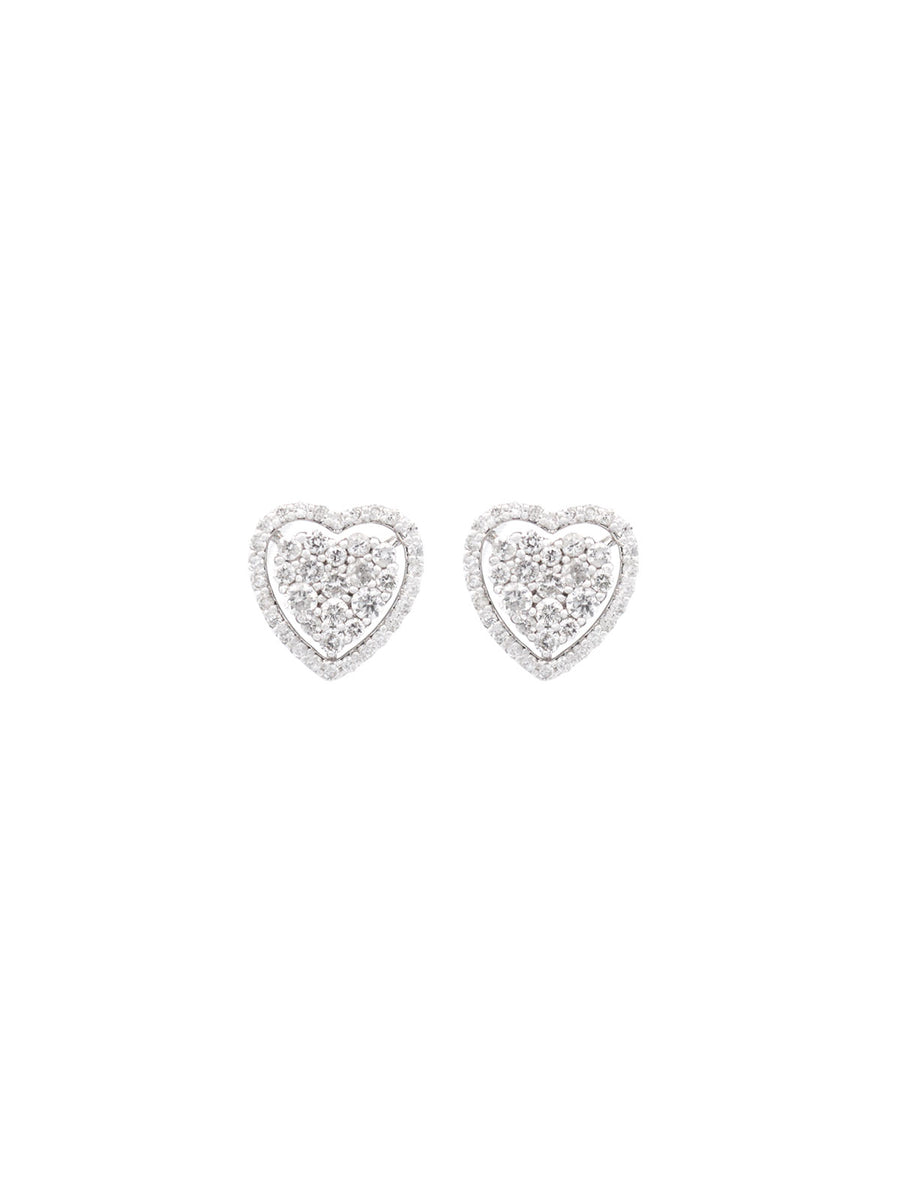 0.70ct Diamond 18K Gold Heart Stud Earrings