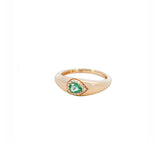 0.29ct Diamond Emerald 14K Gold Pear Cut Thin Dome Ring