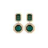 45.47ct Emerald Diamond 18K Gold Double Stone Drop Earrings