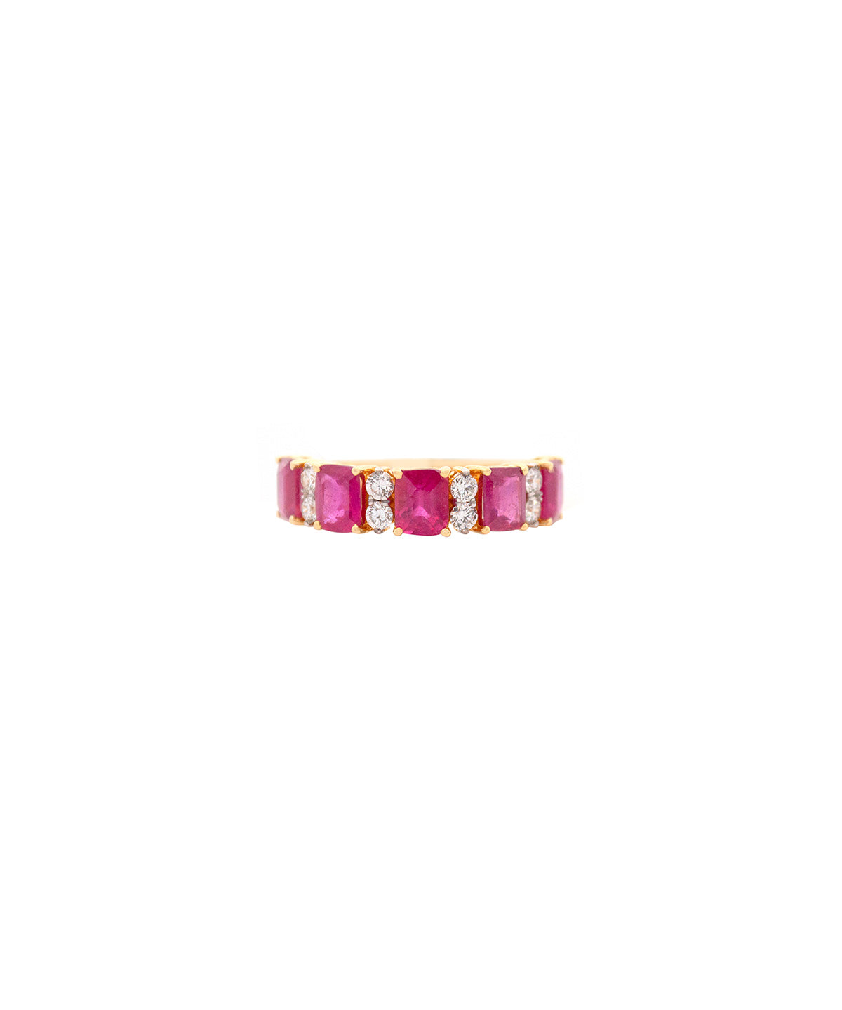 3.39ct Ruby Diamond 14K Gold Half Eternity Ring