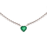 8.45ct Diamond Emerald 18K Gold Heart Tennis Necklace