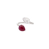 3.11ct Diamond Ruby 18K Gold Invisible Set Bypass Ring