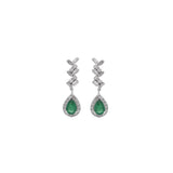 1.13ct Diamond Emerald 14K Gold Dangle Drop Earrings