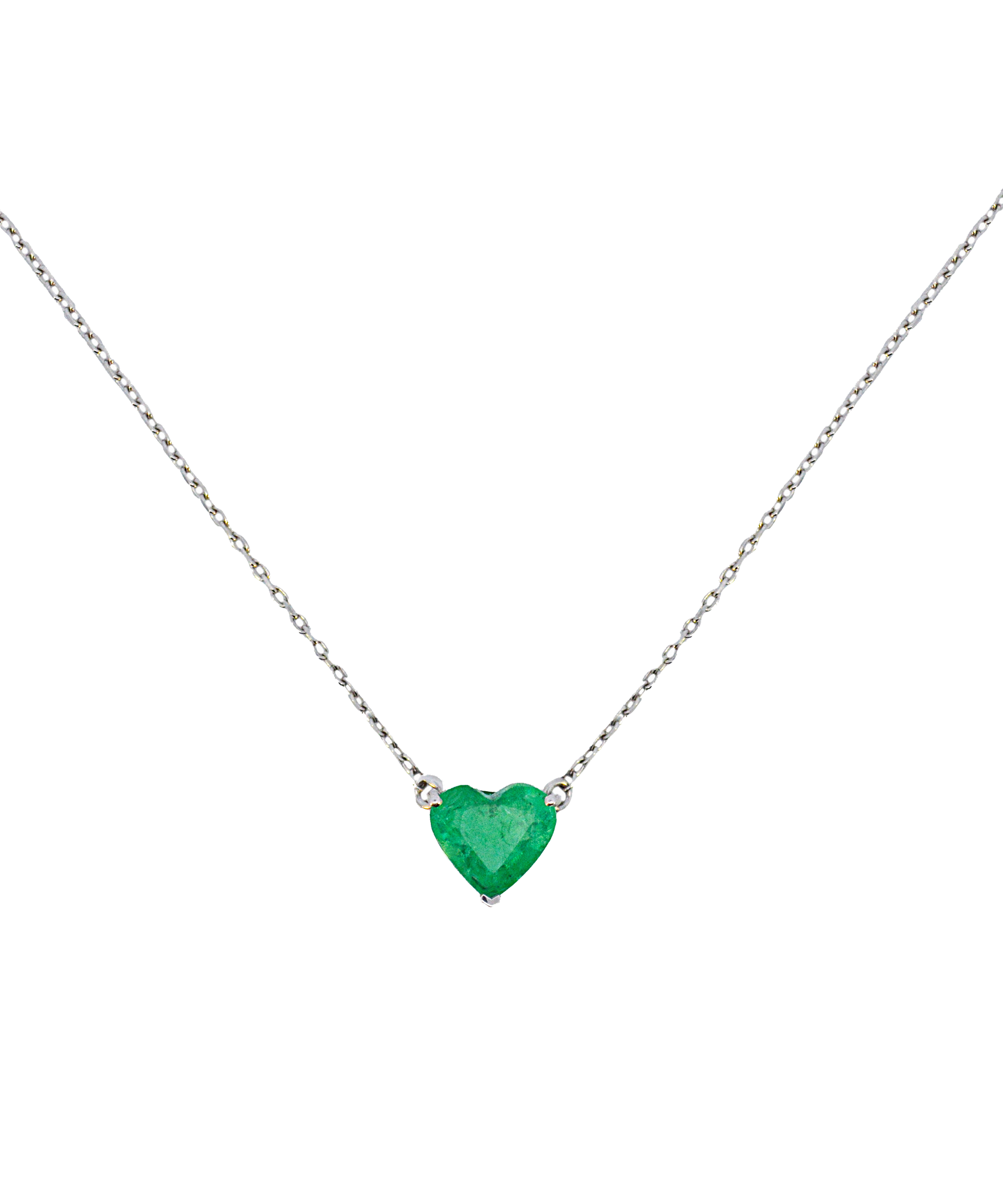 1.16ct Emerald 18K Gold Heart Solitaire Necklace