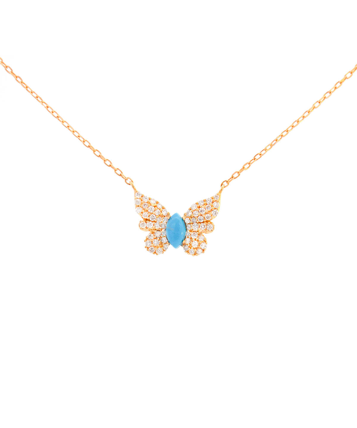0.49ct Diamond Turquoise 18K Gold Butterfly Necklace