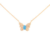 0.49ct Diamond Turquoise 18K Gold Butterfly Necklace