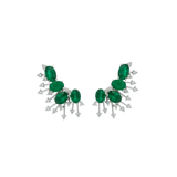 4.01ct Emerald Diamond 18K Gold Fireworks Climber Earrings