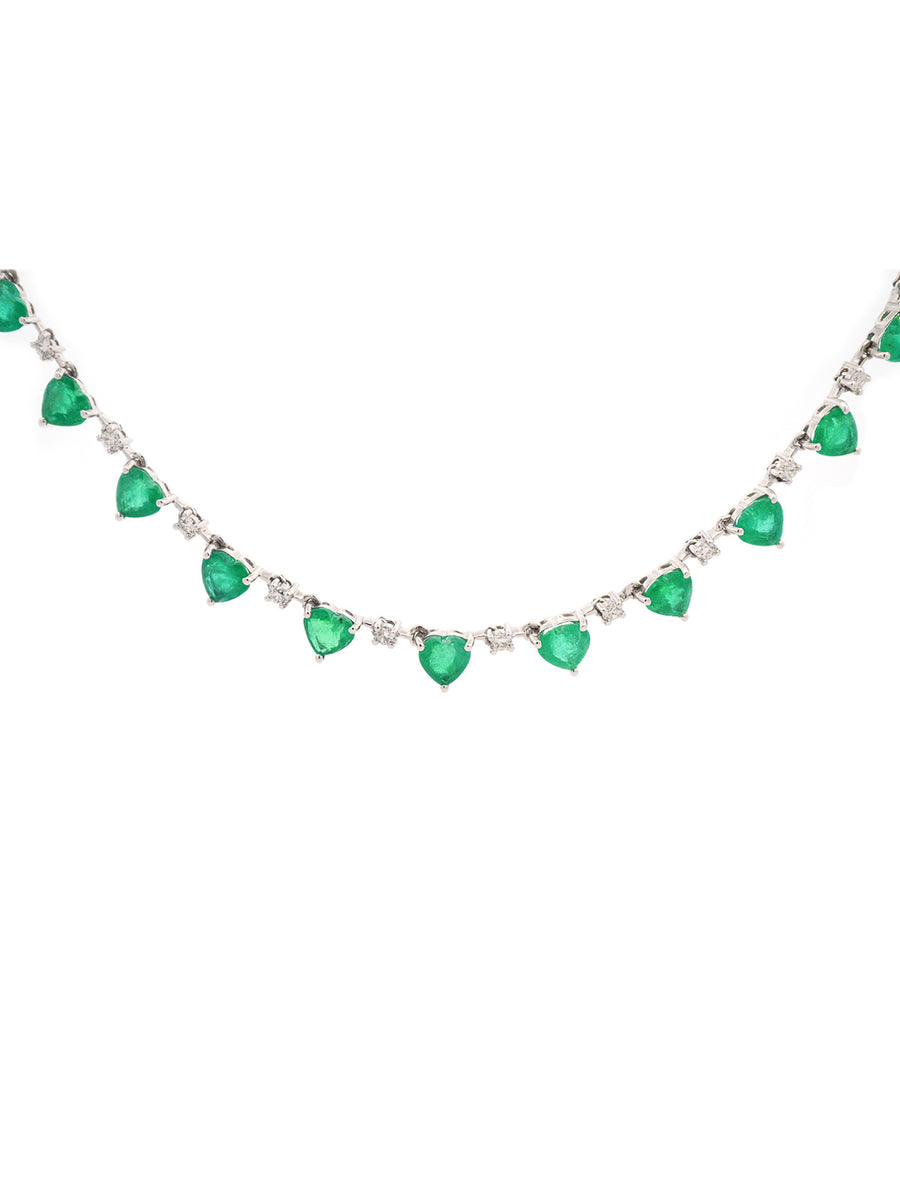 10.14ct Diamond Emerald Heart 18K Gold  Necklace