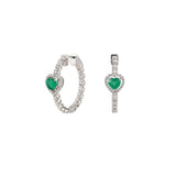 2.0ct Diamond Emerald 18K Gold Hoop Earrings