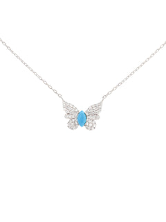 0.49ct Diamond Turquoise 18K Gold Butterfly Necklace