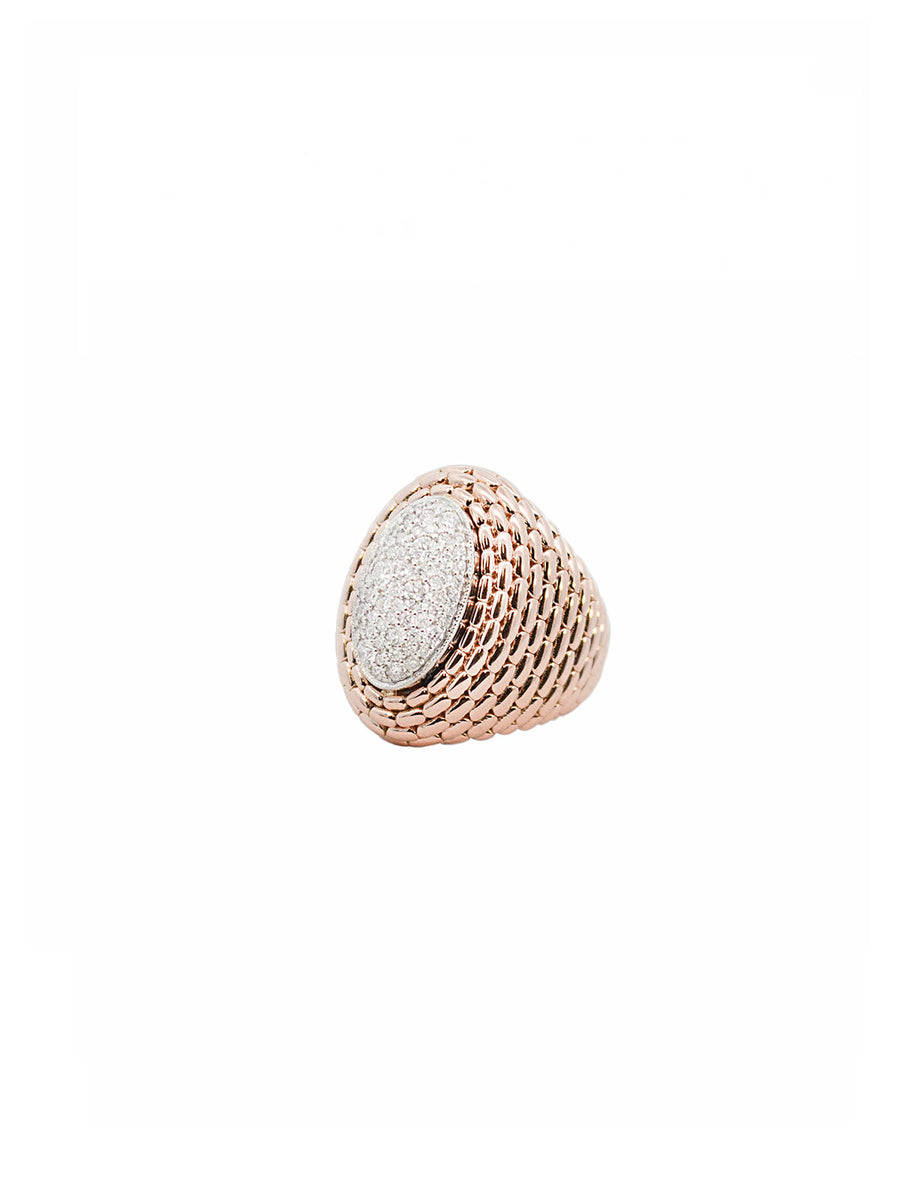 0.75ct Diamond 14K Gold Pave Two Tone Dome Ring