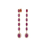 4.89ct Ruby Diamond 18K Gold Dangle Drop Earrings