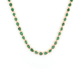 11.17ct Emerald 18K Gold Pear Cut Bezel Tennis Necklace