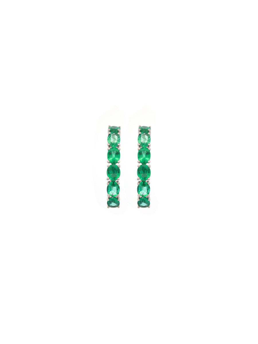 3.20ct Emerald 18K Gold Suspender Bar Earrings