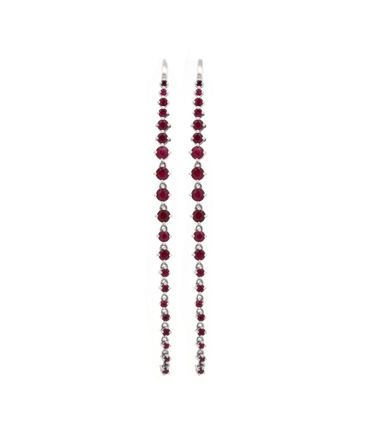 1.81ct Ruby 18K Gold Linear Cascade Earrings