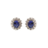 5.65ct Diamond Tanzanite 14K Gold Halo Stud Earrings