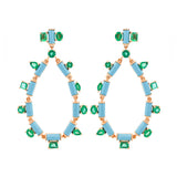 Emerald Turquoise 14K Gold Teardrop Earrings