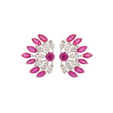 3.34ct Ruby Diamond 18K Gold Leaf Earrings