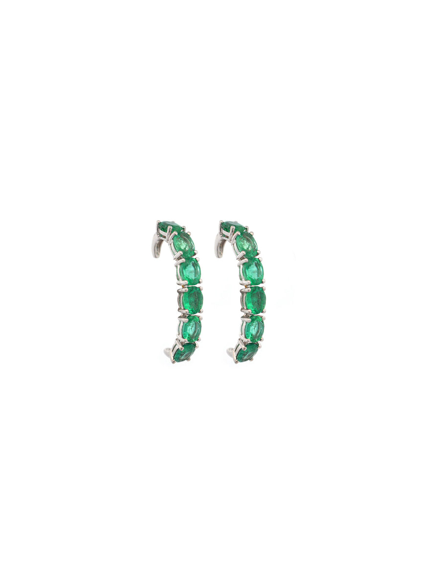 3.20ct Emerald 18K Gold Suspender Bar Earrings