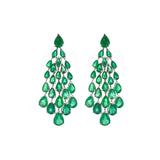 16.60ct Emerald 18K Gold Waterfall Dangle Drop Earrings