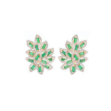5.84ct Diamond Emerald 14K Gold Statement Cluster Earrings