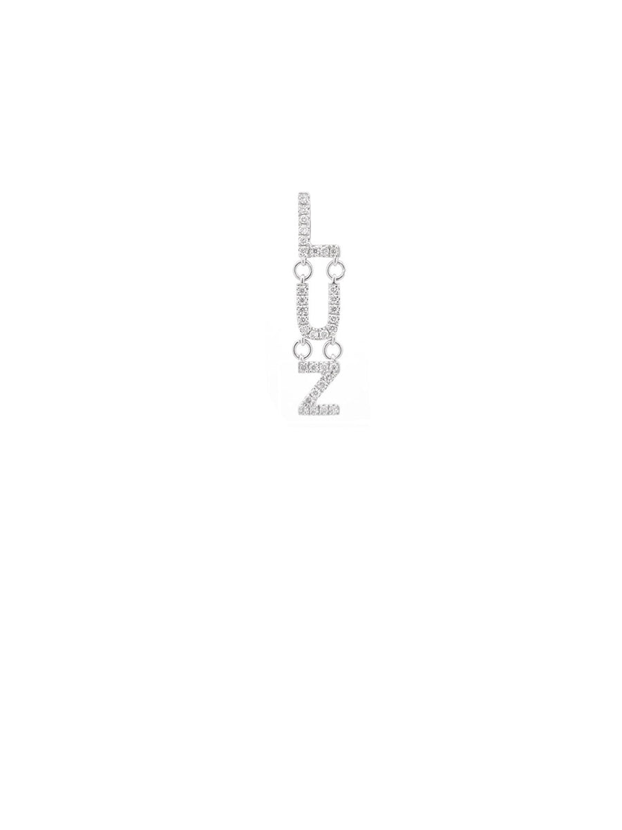 0.14ct Diamond 18K White Gold Luz Single Dangle Drop Earrings