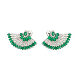 15.44ct Diamond Emerald 18K Gold Fanned Earrings