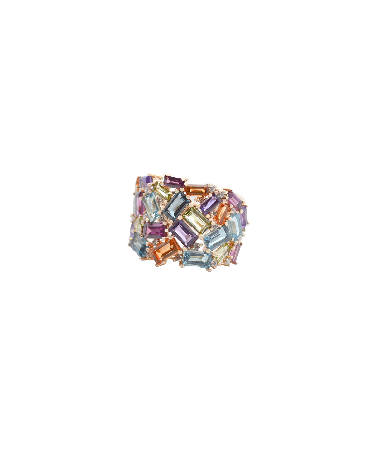 5.45ct Diamond Multi Color Gem 14K Gold Ring