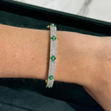 3.0ct Emerald Diamond 14K Gold Pave Bracelet