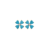 3.17ct Turquoise 18K Gold Heart Cut Clover Stud Earrings
