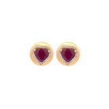 3.56ct Ruby 18K Gold Heart Stud Earrings