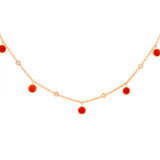 3.11ct Red Coral Diamond 18K Gold Floating Necklace