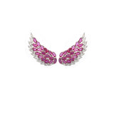 3.60ct Diamond Ruby 18K Gold Wing Climber Earrings