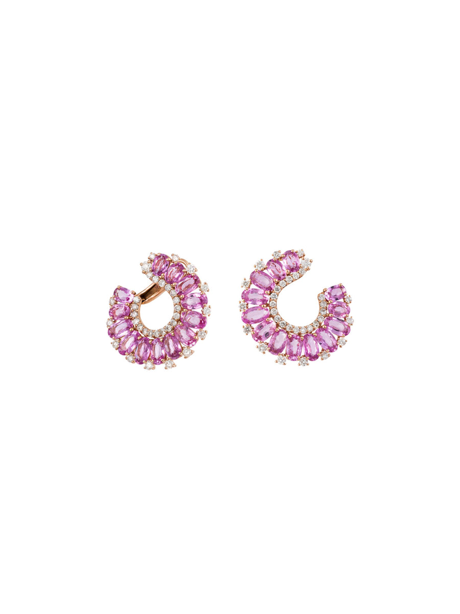 6.36ct Diamond Pink Sapphire 18K Gold Earrings