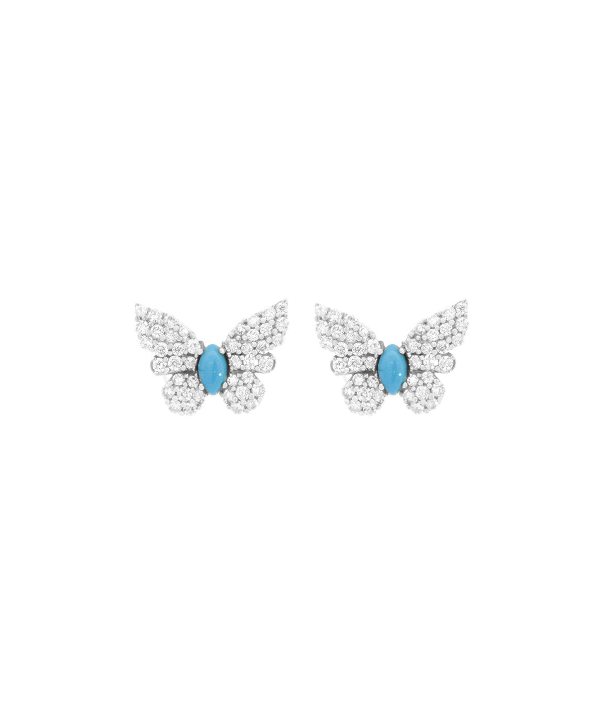 0.57ct Diamond Turquoise 18K Gold Dainty Butterfly Stud Earrings