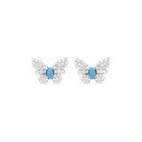 0.57ct Diamond Turquoise 18K Gold Dainty Butterfly Stud Earrings