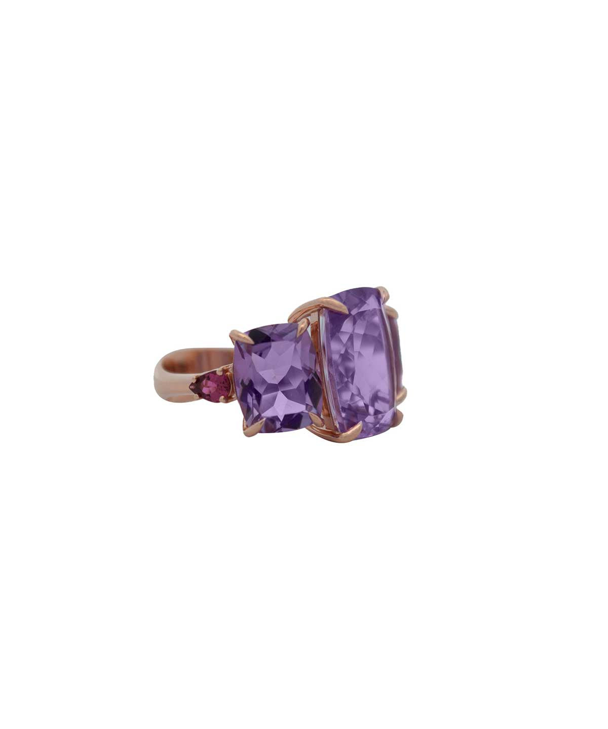11.39ct Amethyst Pink Tourmaline 18K Gold Ring