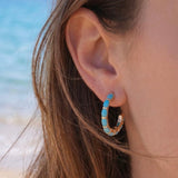 3.10ct Turquoise 14K Gold Half Hoop Earrings