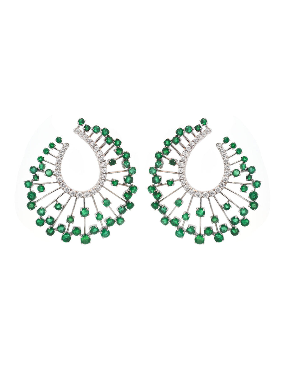 6.04ct Emerald Diamond 18K Gold Pear Halo Earrings