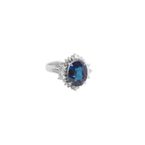 GIA 5.58ct Diamond Sapphire Platinum Halo Ring