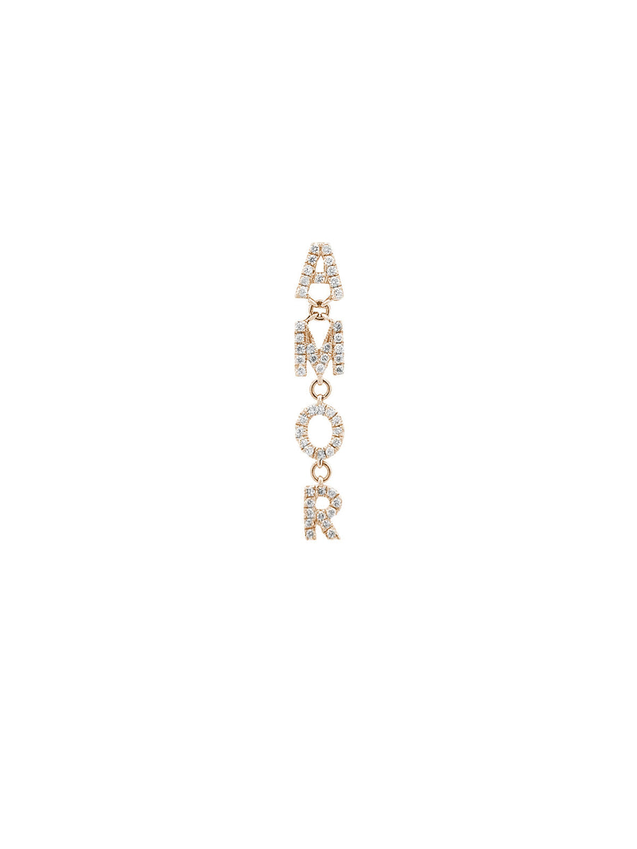0.20ct Diamond 18K Gold Amor Single Dangle Drop Earrings