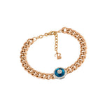 0.15ct Diamond 18K Gold Evil Eye Cuban Chain Bracelet