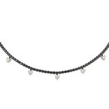 2.35ct Diamond & Black Diamond 18K Gold Heart Stationed Necklace